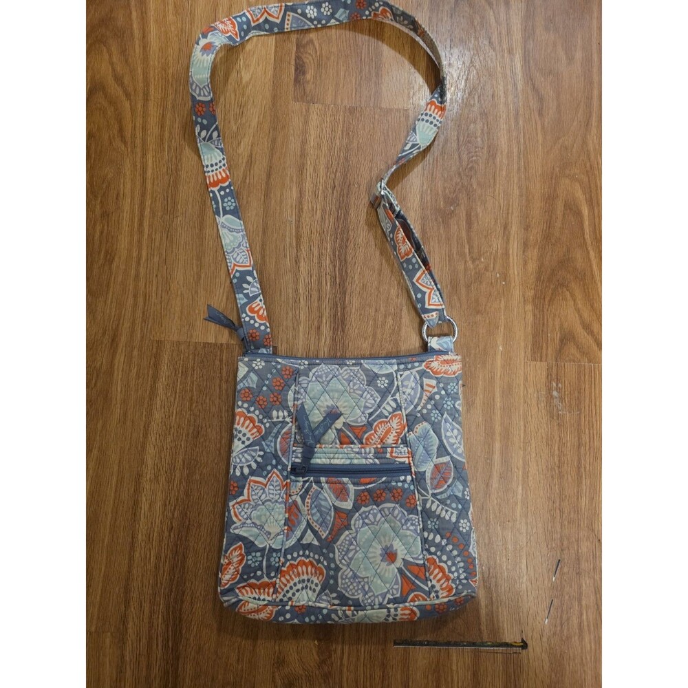 Vera Bradley Nomadic Floral Crossbody Hipster Purse Shoulder Bag Gray Orange...
